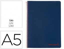 Cuaderno espiral Liderpapel Wonder A5 tapa plástico 120h micro 90g c/5mm. color azul marino
